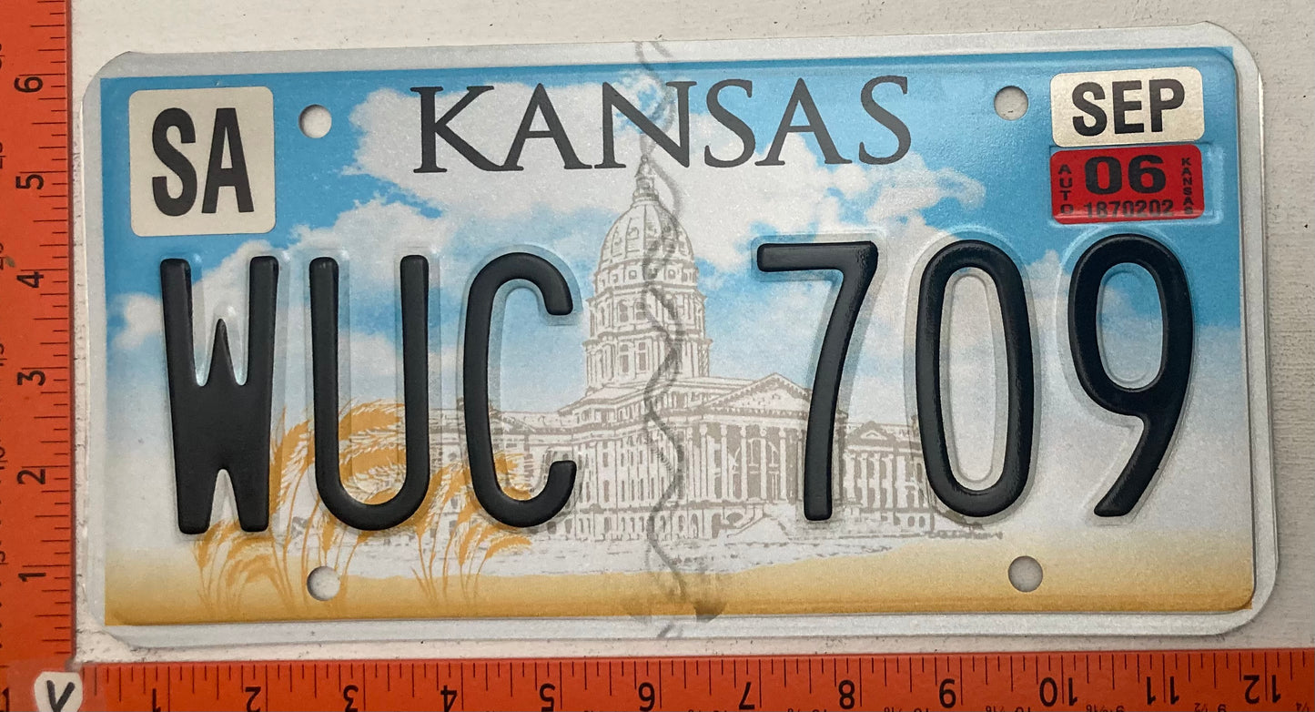 2006 Kansas #WUC 709 Passenger License Plate