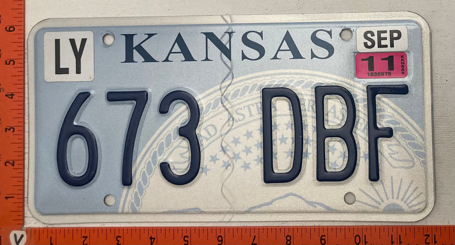2011 Kansas #673 DBF Passenger License Plate