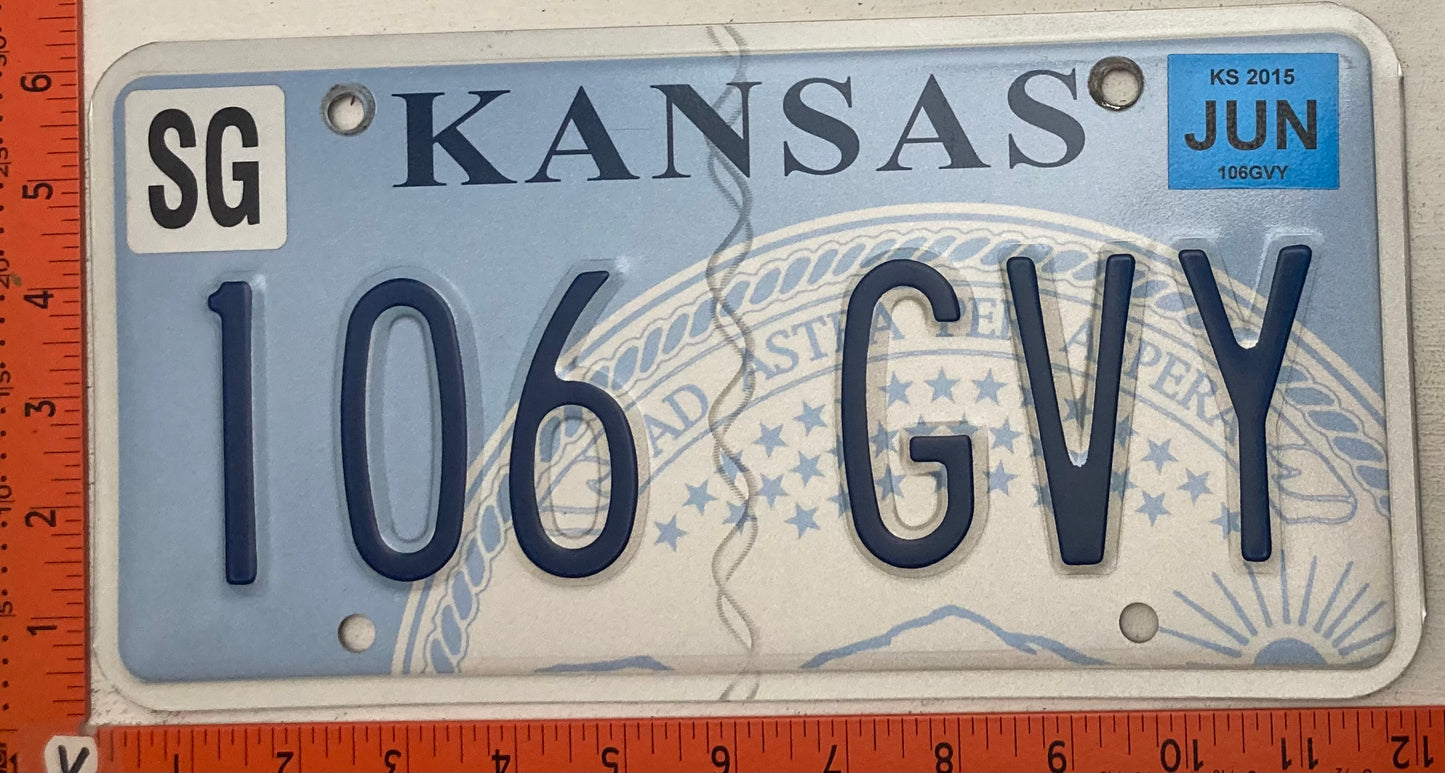2015 Kansas #106 GVY Passenger License Plate