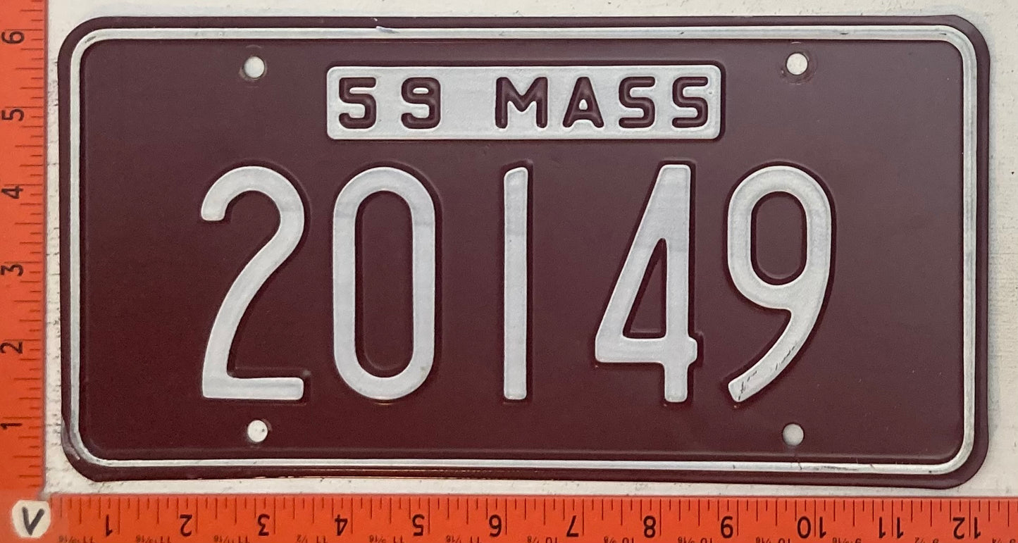 1959 Massachusetts #20149 Passenger License Plate