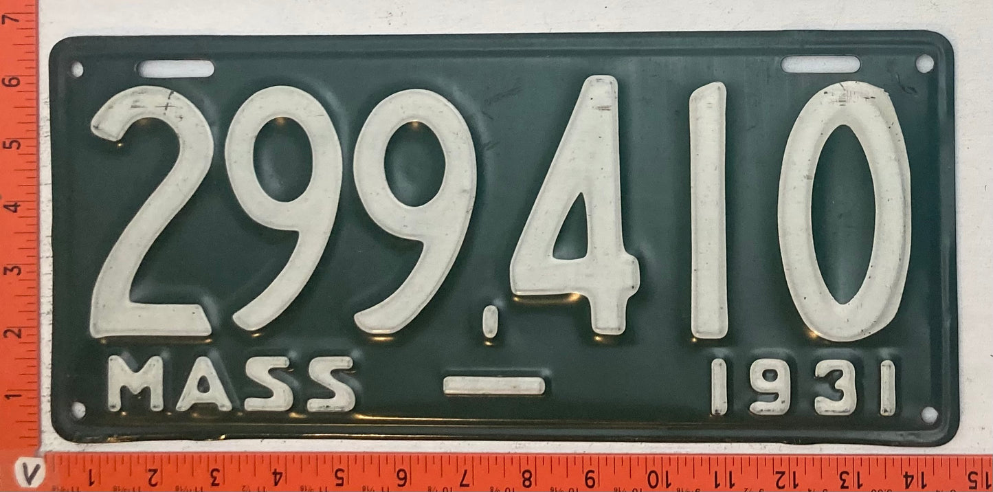 1931 Massachusetts #299.410 Passenger License Plate