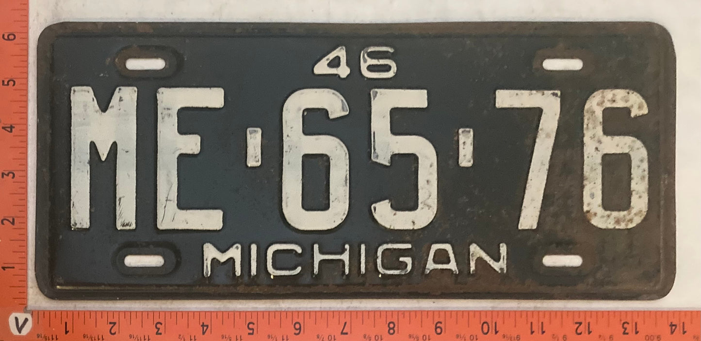1946 Michigan #ME-65-76 Passenger License Plate