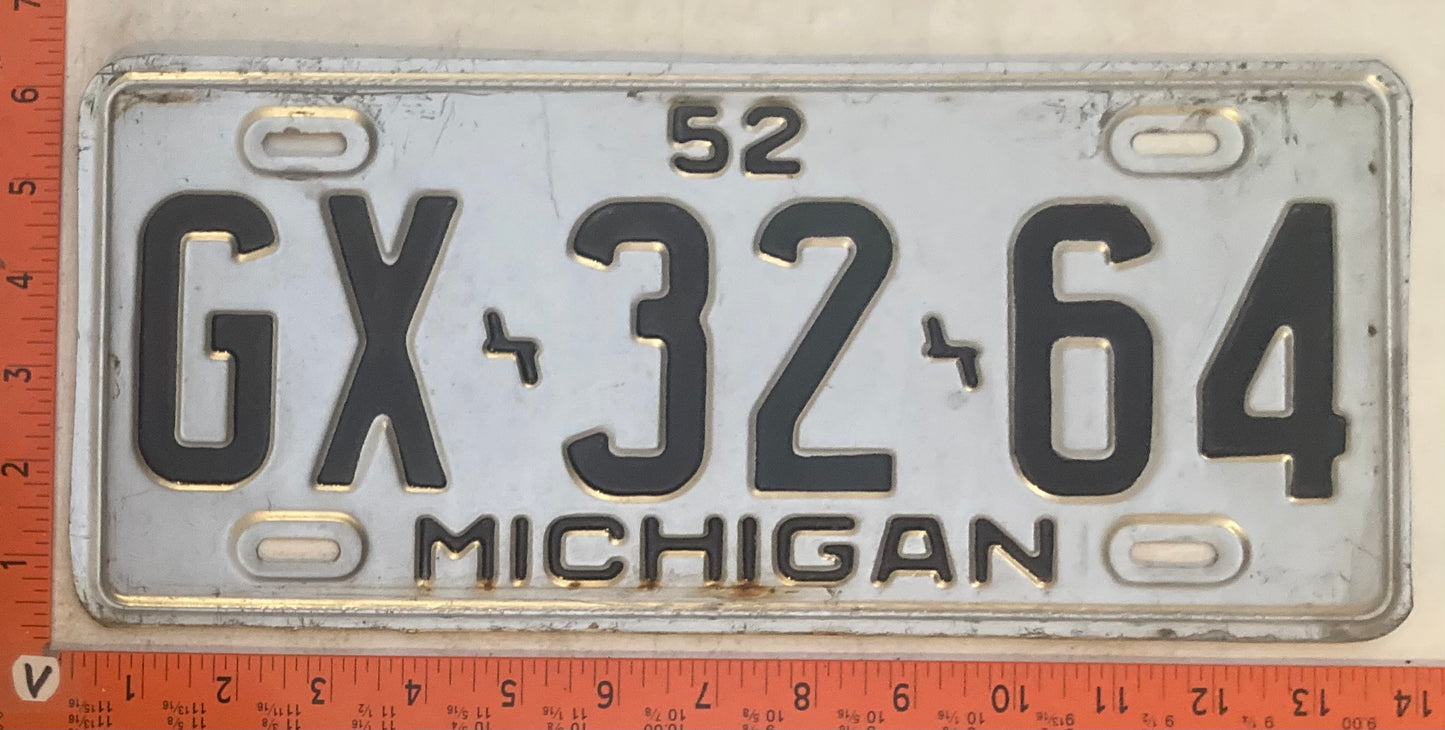 1952 Michigan #GX-32-64 Passenger License Plate