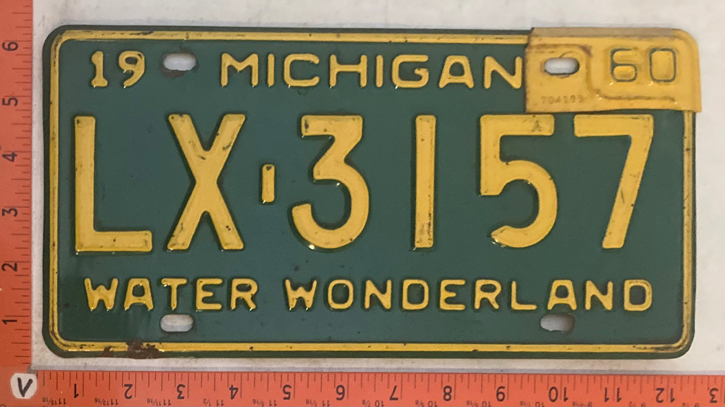 1960 Michigan #LX-3157 Passenger License Plate