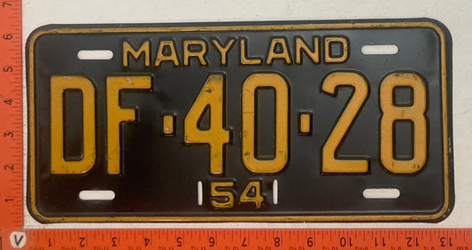 1954 Maryland #DF-40-28 Passenger License Plate