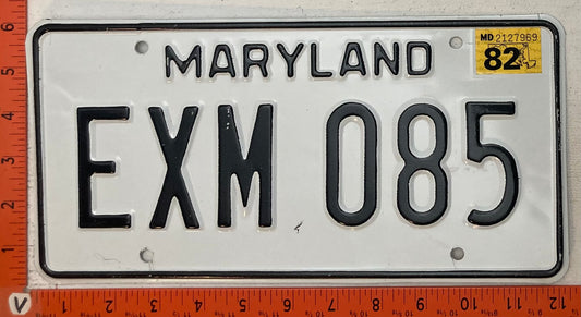 1982 Maryland #EXM 085 Passenger License Plate