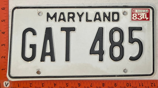 1983 Maryland #GAT 485 Passenger License Plate