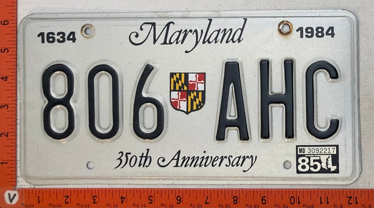 1985 Maryland #806 AHC Passenger License Plate