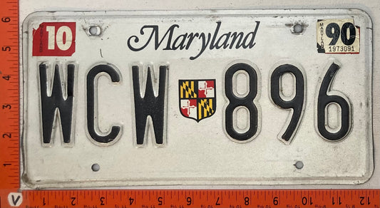 1990 Maryland #WCW 896 Passenger License Plate
