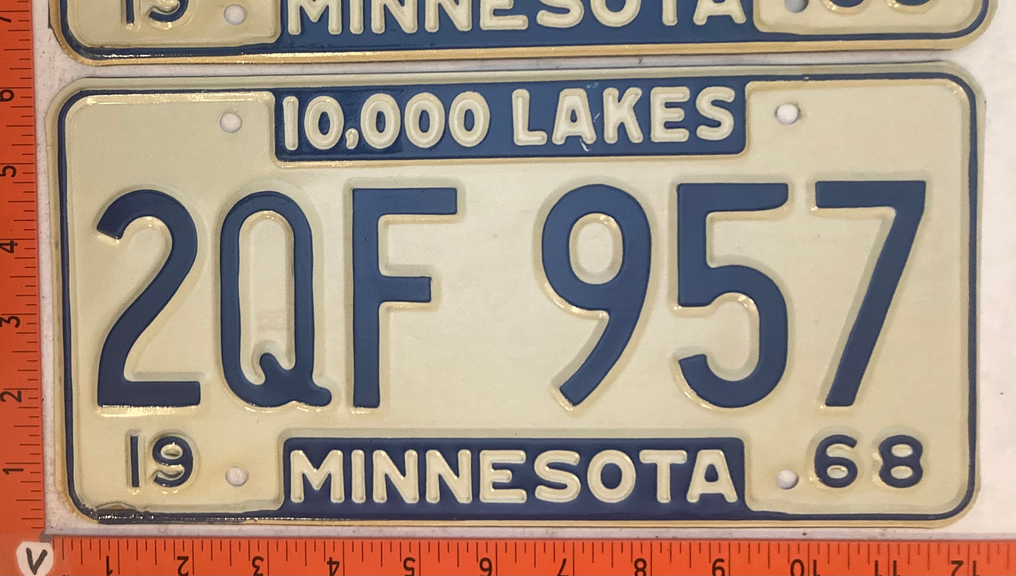 1968 Minnesota #2QF 957 Passenger License Plate (Pair)