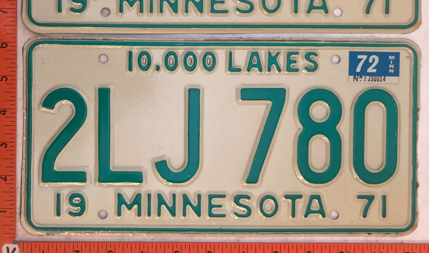 1972 Minnesota #2LJ 780 Passenger License Plate (Pair)