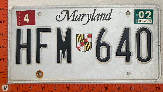 2002 Maryland #HFM 640 Passenger License Plate
