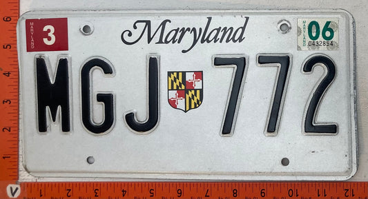 2006 Maryland #WGJ 772 Passenger License Plate