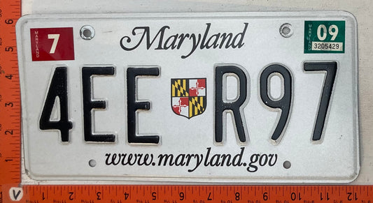 2009 Maryland #4EE R97 Passenger License Plate