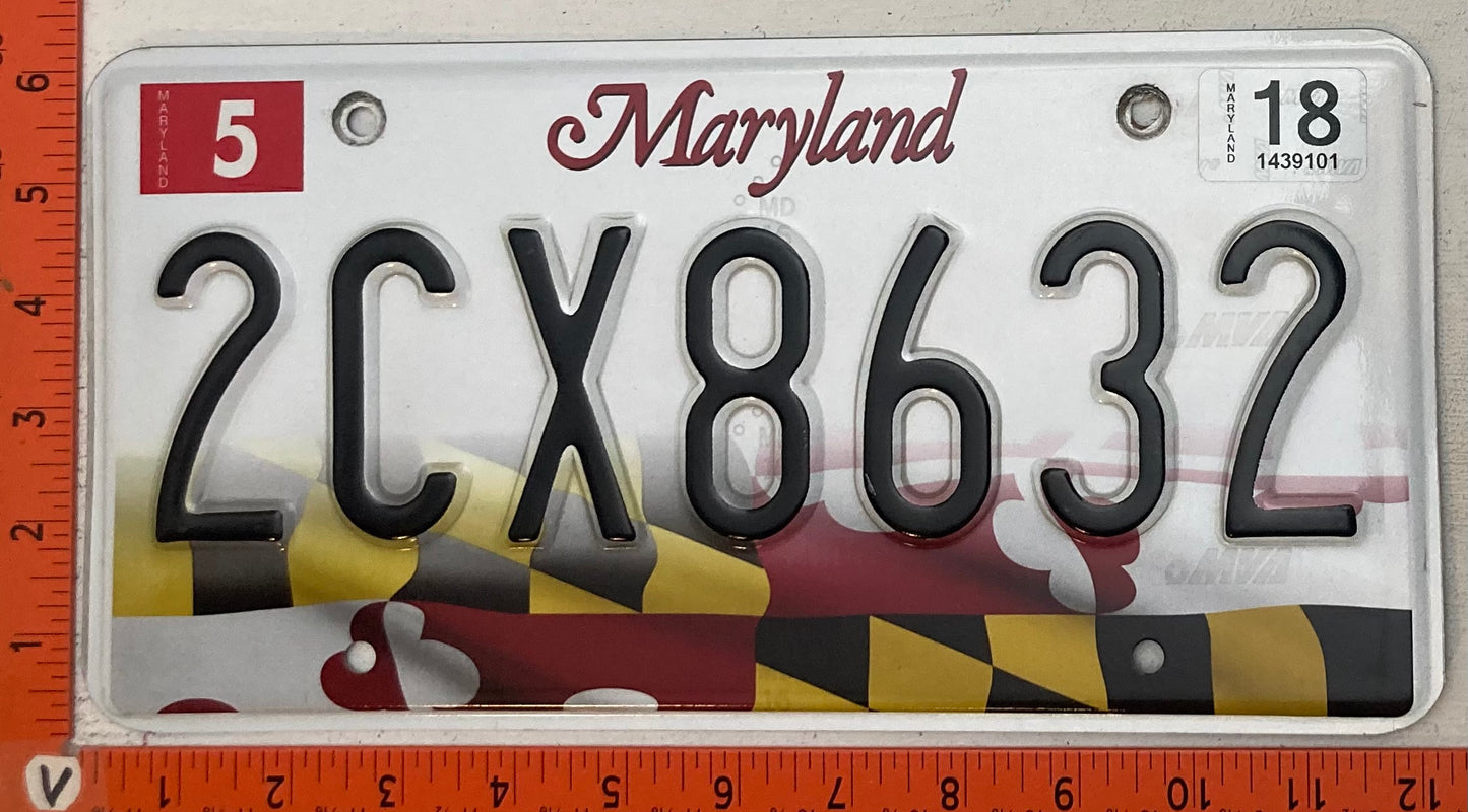 2018 Maryland #2CX8632 Passenger License Plate