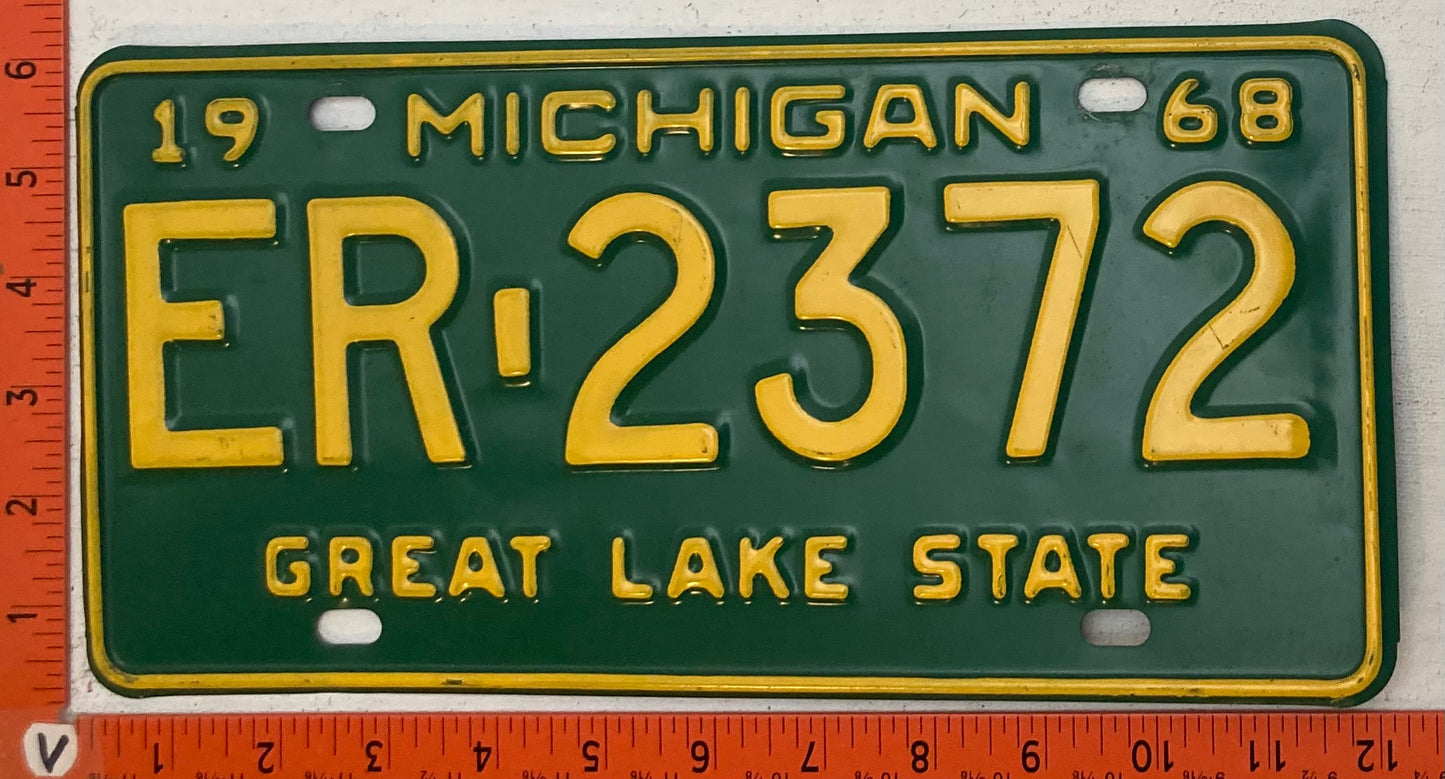 1968 Michigan #ER-2372 Passenger License Plate