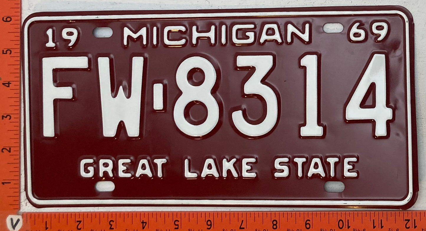 1969 Michigan #FW-8314 Passenger License Plate