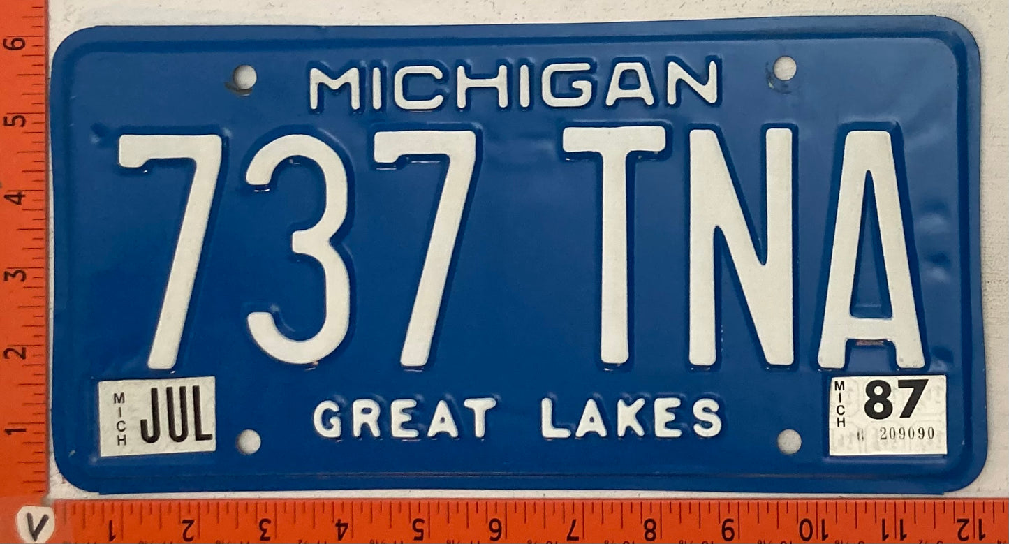 1987 Michigan #737 TNA Passenger License Plate