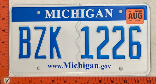 2011 Michigan #BZK 1226 Passenger License Plate