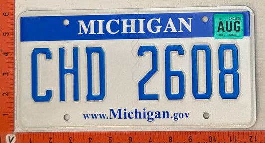 2012 Michigan #CHD 2608 Passenger License Plate