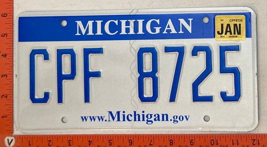 2014 Michigan #CPF 8725 Passenger License Plate