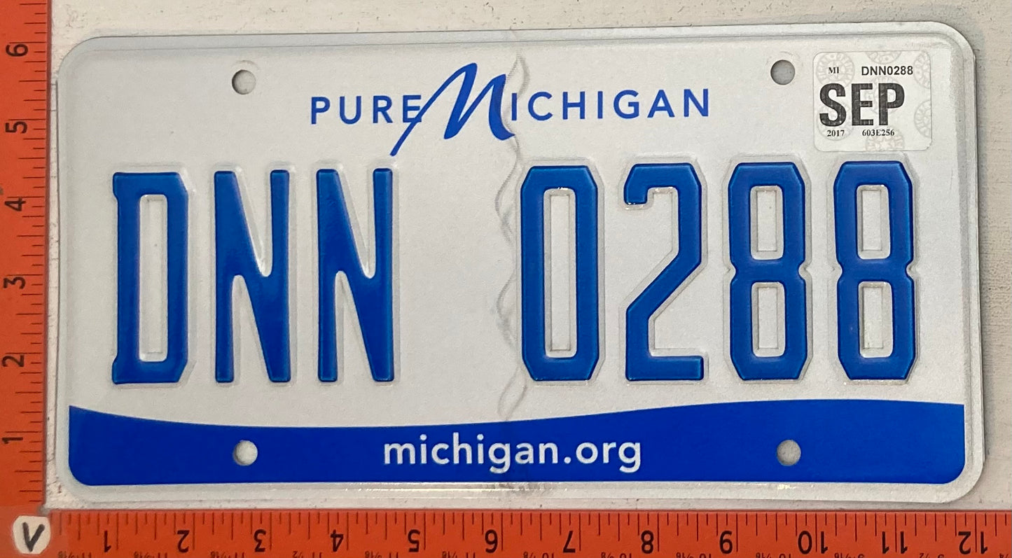 2017 Michigan #DNN 0288 Passenger License Plate
