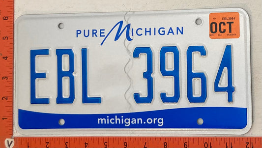 2019 Michigan #EBL 3964 Passenger License Plate