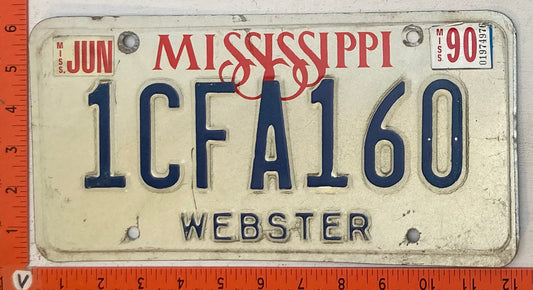1990 Mississippi #1CFA160 Passenger License Plate