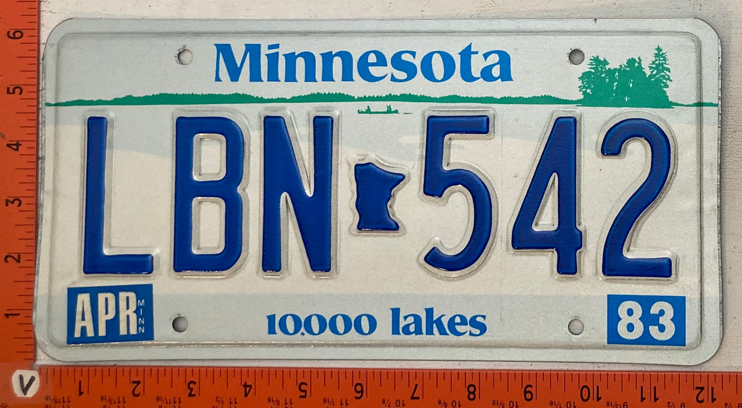 1983 Minnesota #LBN 452 Passenger License Plate