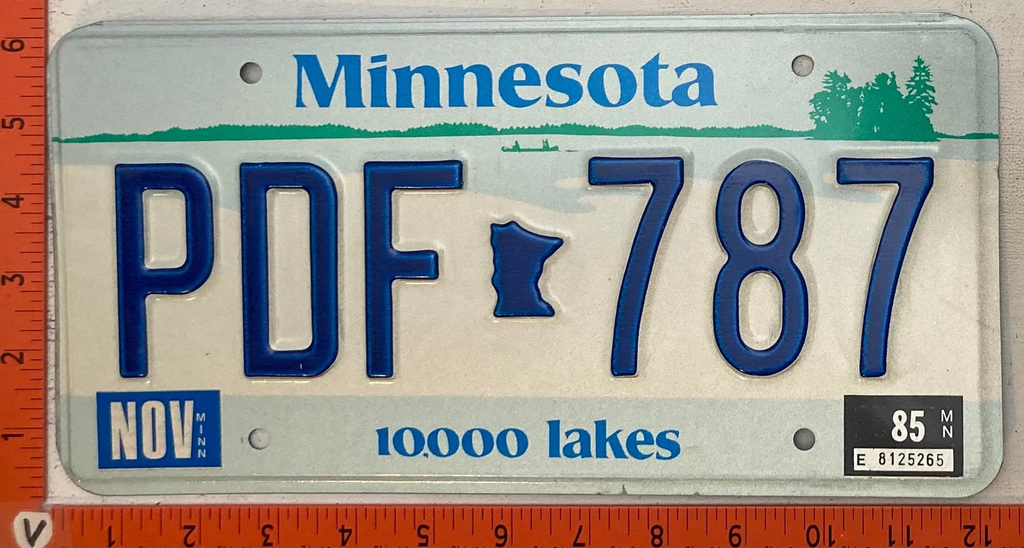 1985 Minnesota #PDF 787 Passenger License Plate