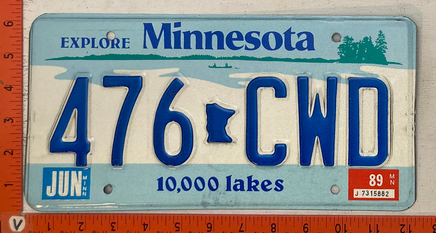 1989 Minnesota #476 CWD Passenger License Plate