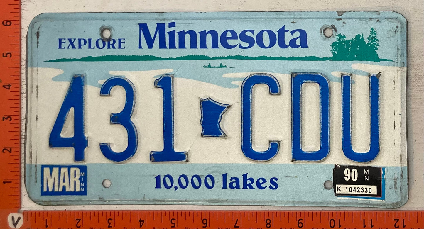1990 Minnesota #431 CDU Passenger License Plate