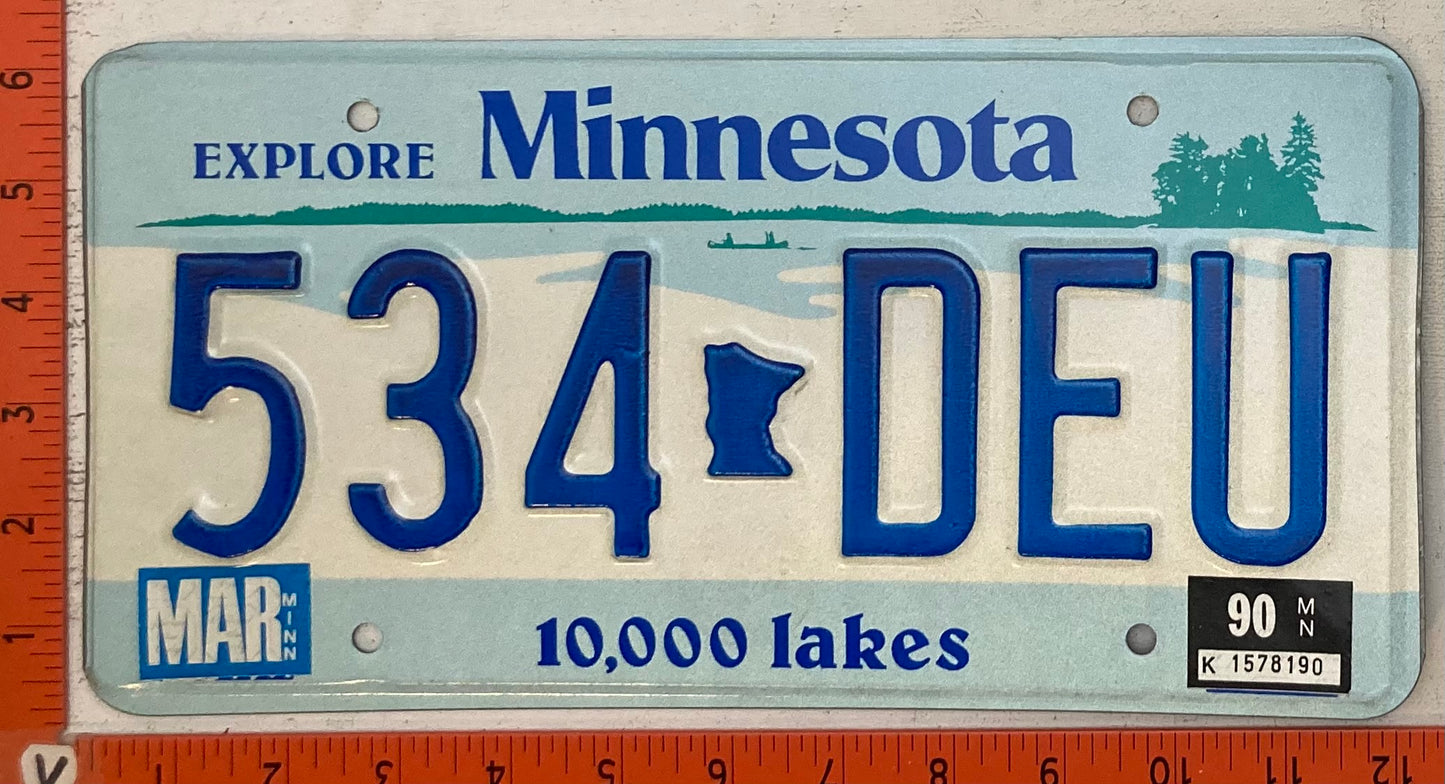 1990 Minnesota #534 DEU Passenger License Plate