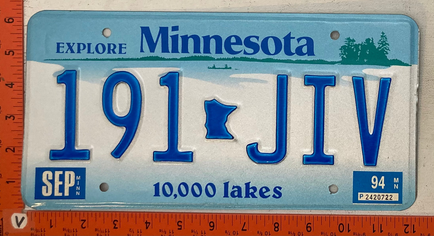 1994 Minnesota #191 JIV Passenger License Plate