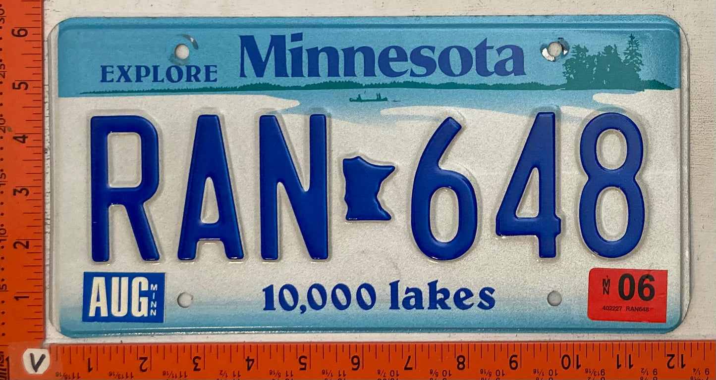 2006 Minnesota #RAN 648 Passenger License Plate