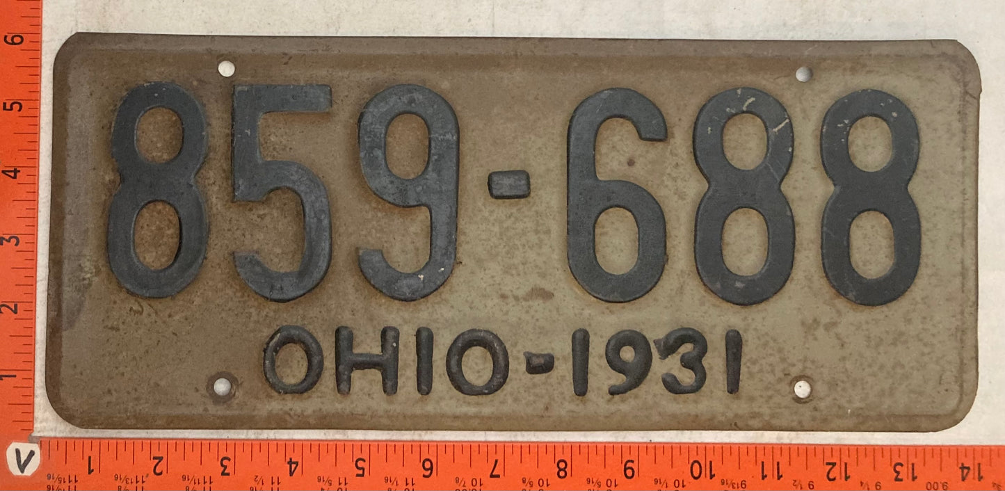 1931 Ohio #859-688 Passenger License Plate