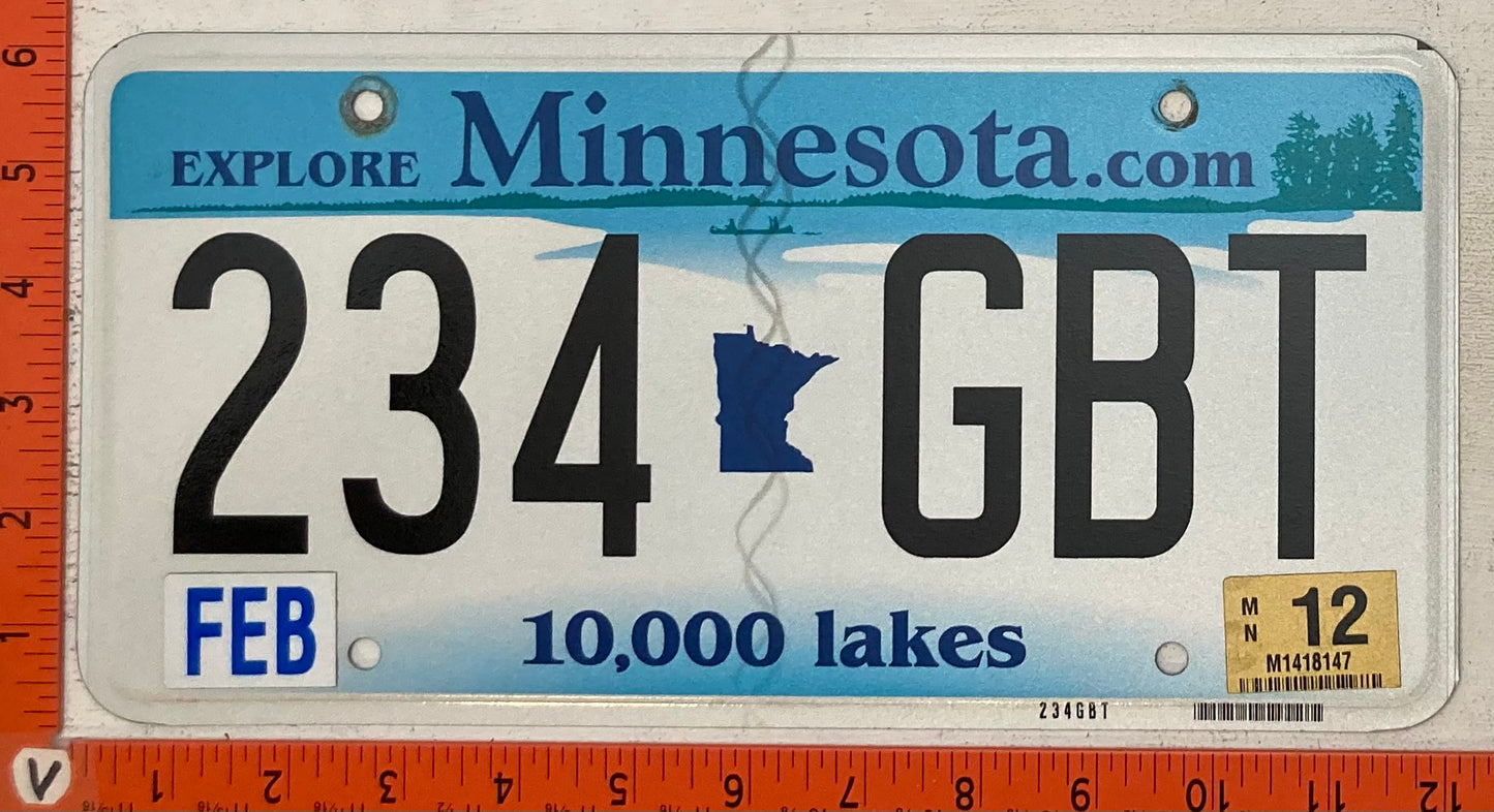 2012 Minnesota #234 GBT Passenger License Plate