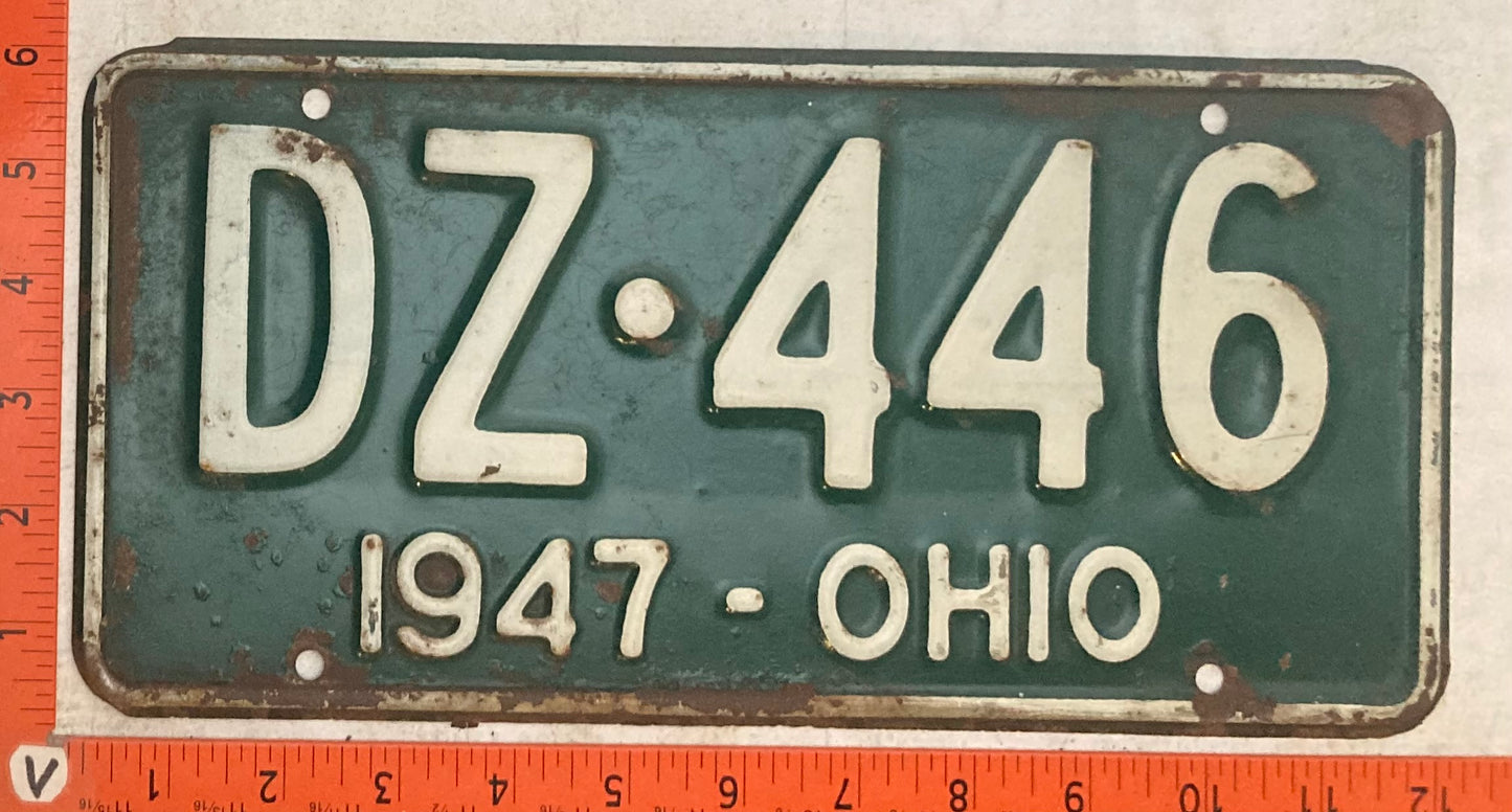 1947 Ohio #DZ-446 Passenger License Plate