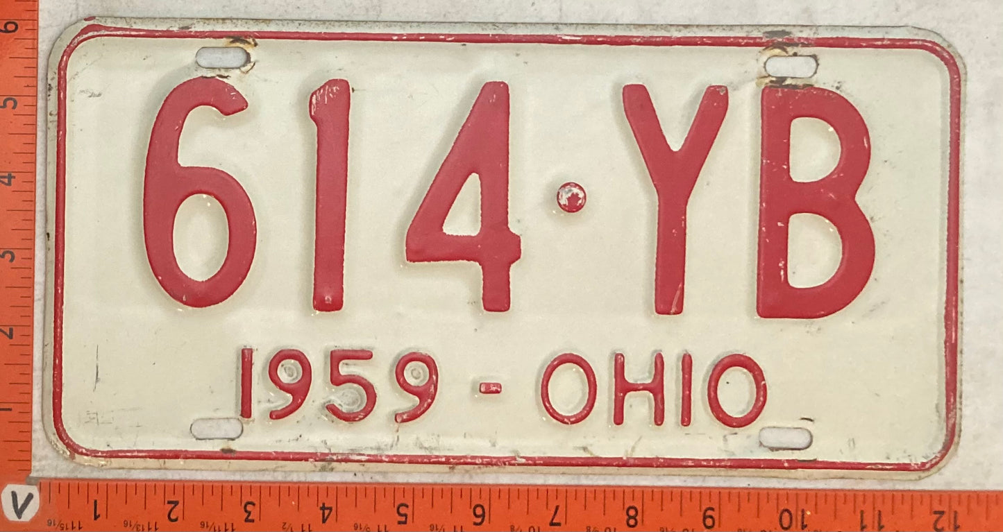 1959 Ohio #614-YB Passenger License Plate