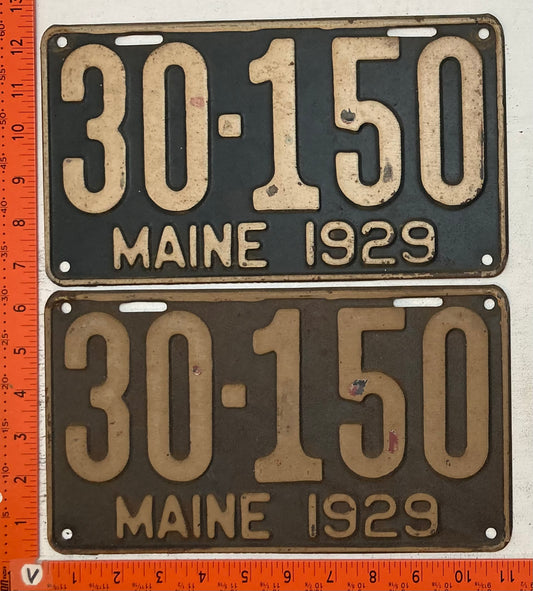 1929 Maine #30-150 Passenger License Plate (Pair)