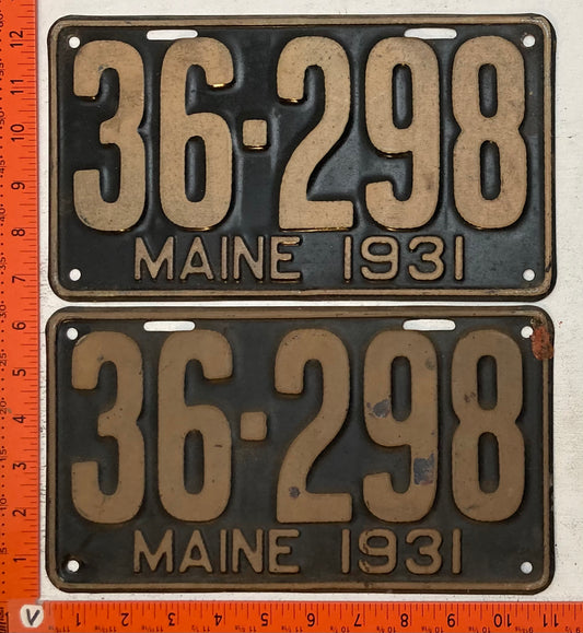 1931 Maine #36-298 Passenger License Plate (Pair)