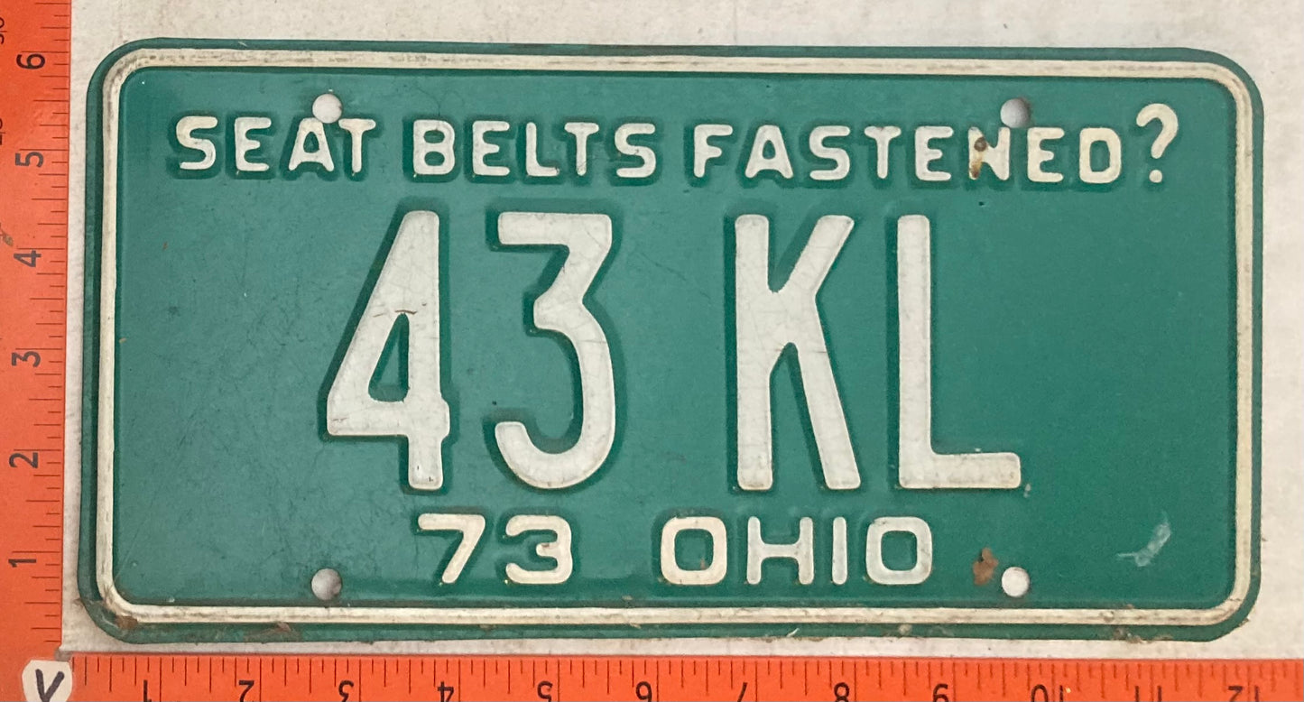 1973 Ohio #43KL Passenger License Plate
