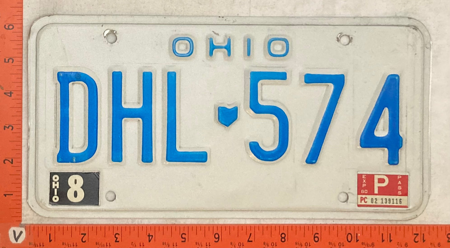 1980 Ohio #DHL 574 Passenger License Plate