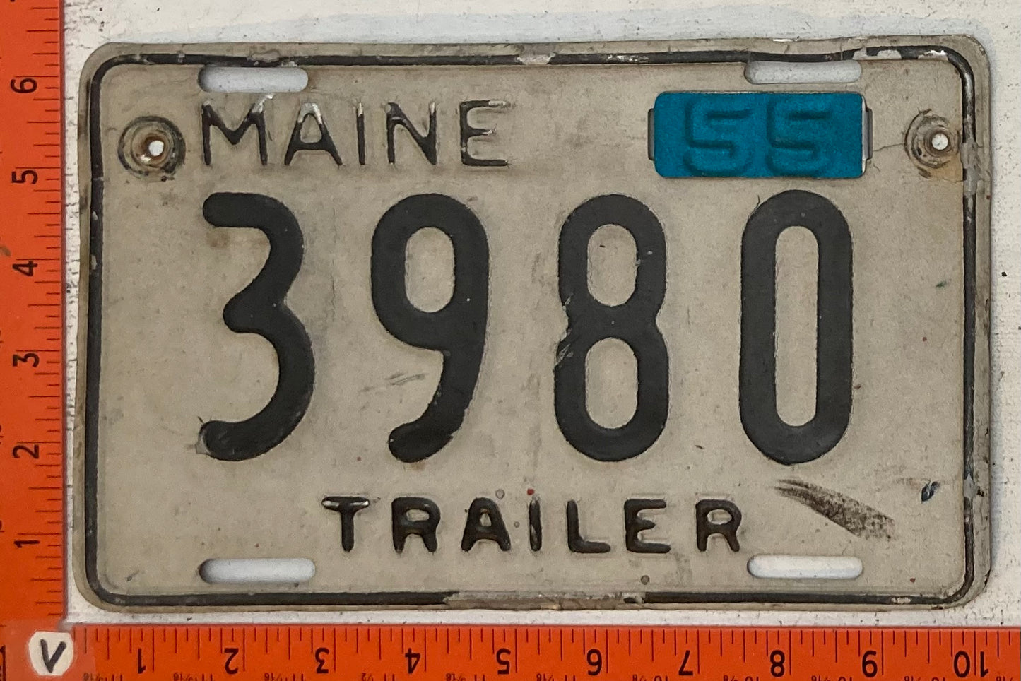 1955 Maine #3980 Trailer License Plate