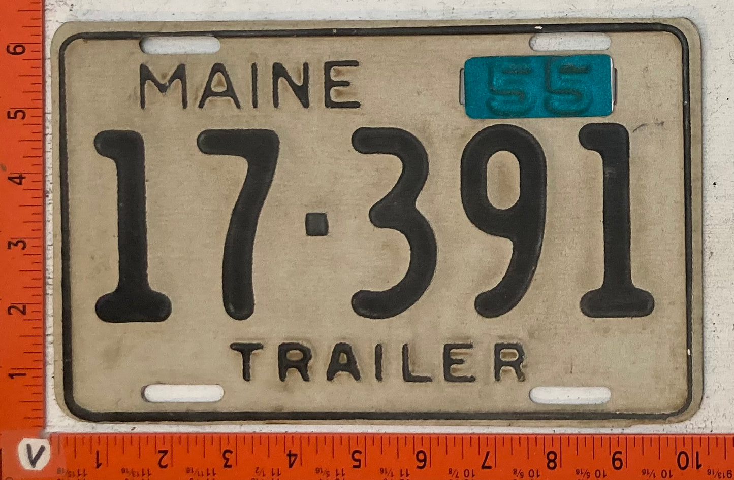 1955 Maine #17-391 Trailer License Plate