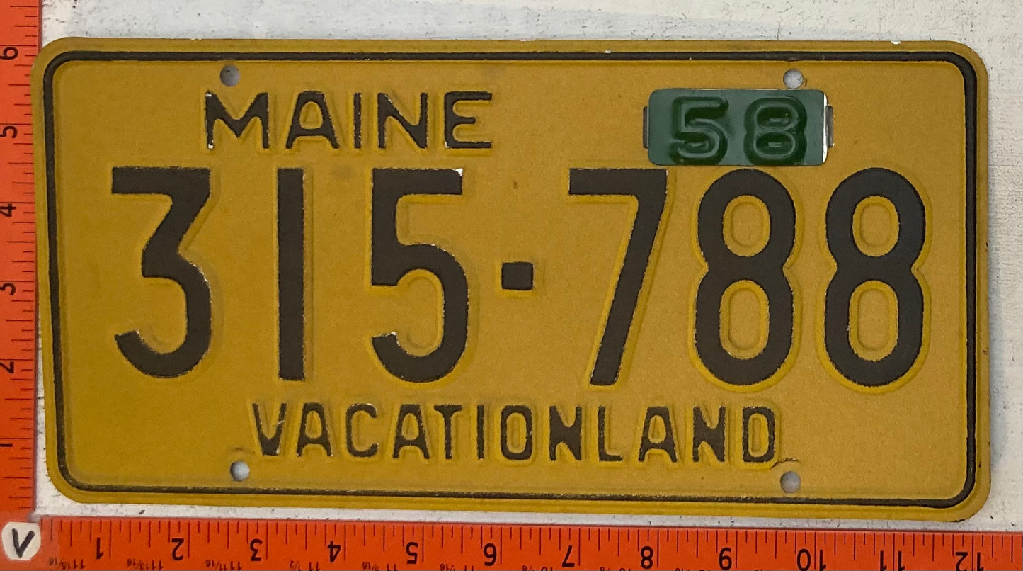 1958 Maine #315-788 Passenger License Plate