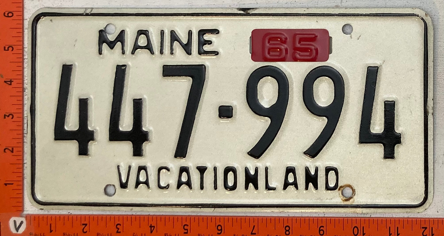 1965 Maine #447-994 Passenger License Plate