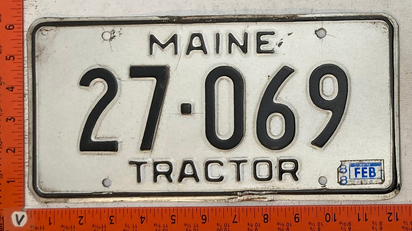 1988 Maine #27-069 Tractor License Plate