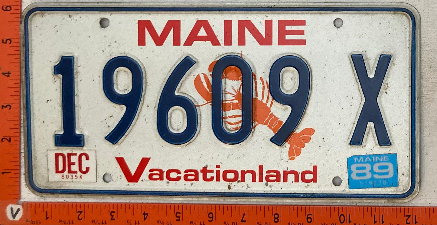 1989 Maine #19609 X Passenger License Plate