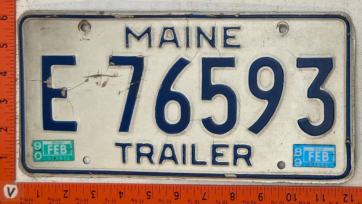 1990 Maine #E 76593 Trailer License Plate